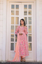 Blush Pink Floral Printed Georgette Suit Set