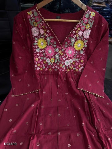 Elegant Maroon Cotton Kurta Set