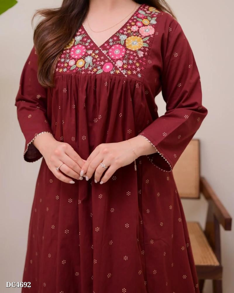 Elegant Maroon Cotton Kurta Set